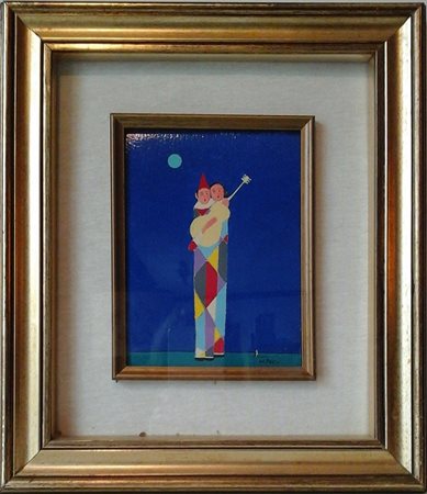 Walter Pozzi - Serenata 1981 - Olio su cartoncino cm.24x18 - firmato in basso...