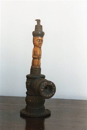 Pipa - Camerun - Legno, osso e metallo, h.cm.37