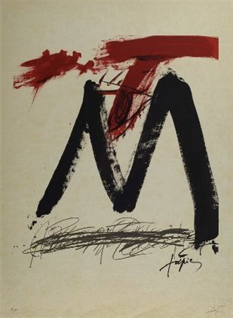 Antoni Tapies (Barcellona, 1923 - Barcellona, 2012) Senza titolo Litografia,...