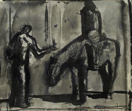 Mario Sironi (Sassari, 1885 - Milano, 1961) Composizione con cavallo,...