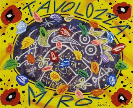 Bruno Donzelli (Napoli, 1941) Tavolozza Mirò Acrilico su tela, cm. 40x50...