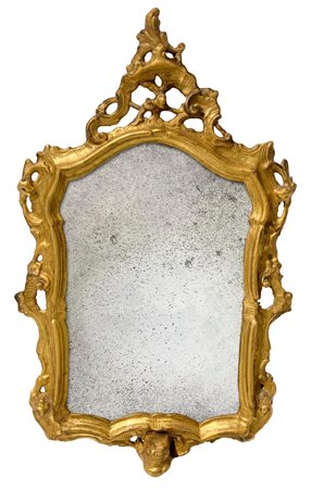 Piccola specchiera in legno dorato a mecca, Luigi XV, 1750. Specchio al...