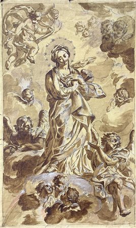 Disegno raffigurante immacolata concezione con angeli, Guido Reni (Bologna...