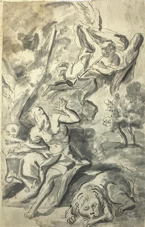 Disegno raffigurante S. Girolamo che traduce le Sacre Scritture, Pietro...
