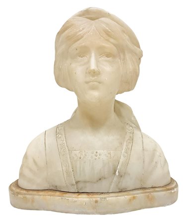 Mezzobusto in alabastro di Volterra raffigurante donna, XIX secolo, Toscano H...