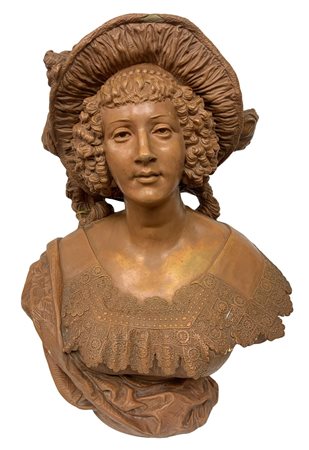 Mezzobusto di donna in terracotta di Jean Rordorf, scultore austriaco del XIX...