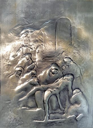 Lastra in argento raffigurante la Pietà, XX secolo. Scultore / Argentiere...