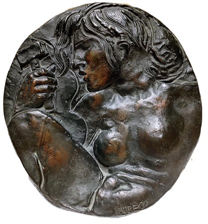 Emilio Greco (Catania,1913 – Roma,1995). Tondo in bronzo “ Nudo di donna”....