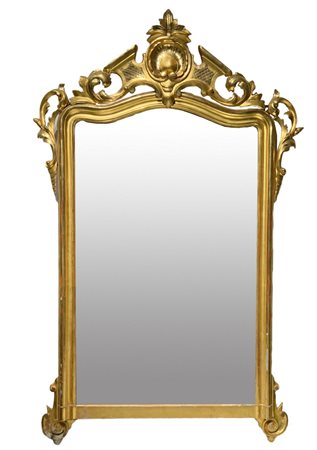 Specchiera in legno dorato, Luigi Filippo, inizi XIX/XX secolo. H cm 180 x110