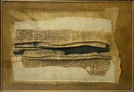 Ileana Mendola (Catania, 1926) tecnica mista su tela, sacco e cotone cm 65X92...