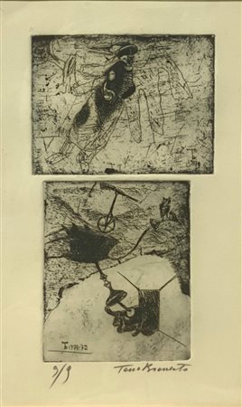 Incisioni di Tano Brancato 9/9, 1971-72, cm 28x16,6 in cornice cm 43x31