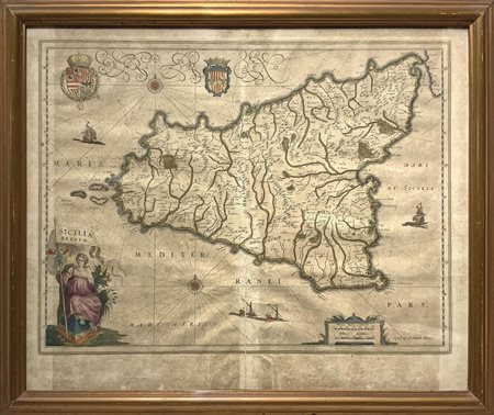 Acquaforte e acquatinta Siciliae Regnum, 1652 , Apud Guilielmum Blaeu (Alkmar...