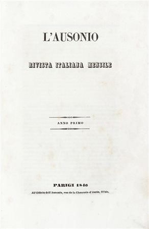 [MANZONI] - TRIVULZIO DI BELGIOJOSO, Cristina (1808-1871) - L'Ausonio rivista i