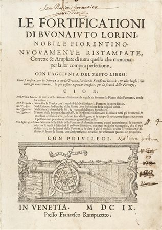 LORINI, Buonaiuto (1540-1611) - Le fortificationi nuovamente ristampate, corret