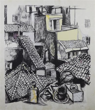 Renato Guttuso TETTI serigrafia, cm 80x70; es. 44/125 firma e tiratura