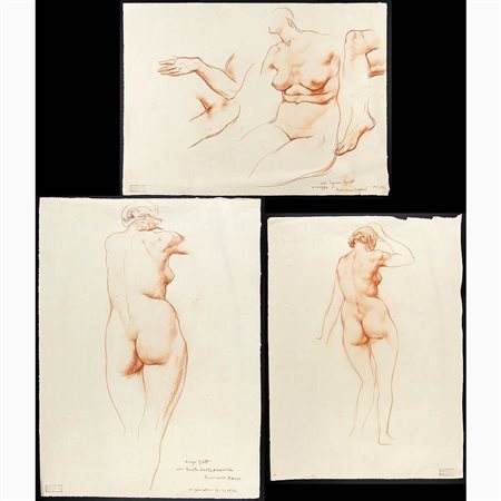 Tre disegni con studio di nudi, 1926