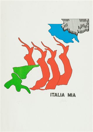 Tano Festa Italia mia Litografia su carta, cm. 70x50, es. P.A. La carta...