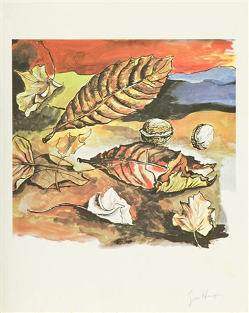 Renato Guttuso L'autunno Riproduzione fotolitografica a sei colori offset,...