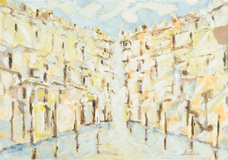 Stefano Girardello Paesaggio Olio su faesite, cm. 50x70 Firmato in basso a...