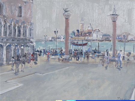 ZANUCCO PAOLO Venezia 1964 Piazza San Marco olio su tavola 30x40 cm firma in...