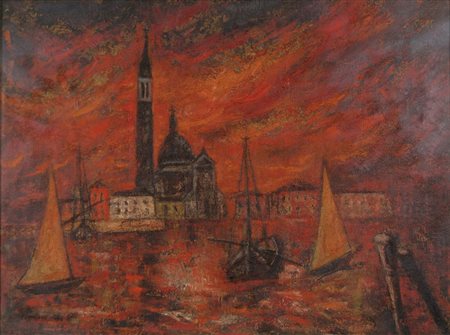 VALENZIN GIORGIO Pordenone 1901 - Venezia 1978 San Giorgio olio su tela 60x80...