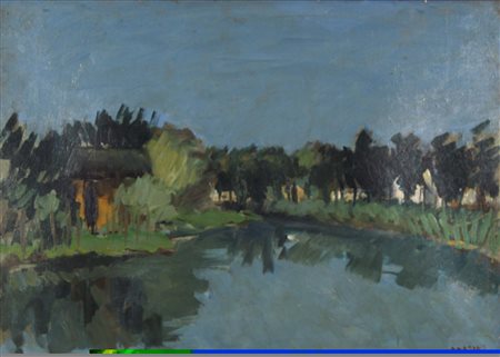 DARZINO BRUNO Treviso 1922 - 1984 Paesaggio olio su tavola 50x70 cm firma in...