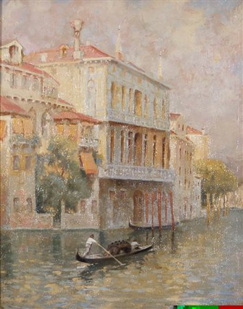 MAINELLA CESARE Venezia 1885- Treporti 1975 Canal Grande olio su tavola 30x20...