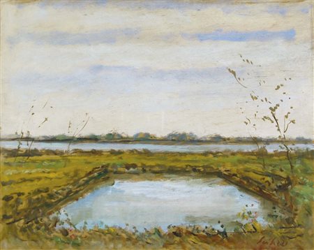 SEIBEZZI FIORAVANTE Venezia 1906 - 1975 Paesaggio lagunare olio su tavola...