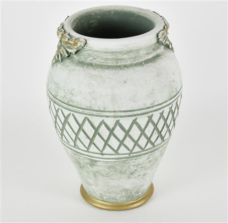 VASO IN CERAMICA con decorazione effetto antico alt cm 26