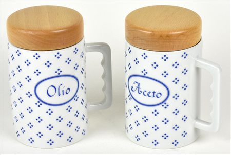 OLIERA E ACETIERA IN CERAMICA ROMETTI con tappo in legno h cm 16