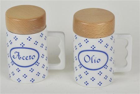 OLIERA E ACETIERA IN CERAMICA ROMETTI con tappo in legno h cm 13