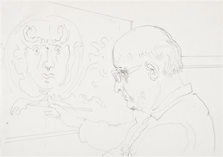 Eugene Berman (San Pietroburgo 1899 ‑ Roma 1972) “Self‑Portrait” 1969 matita...