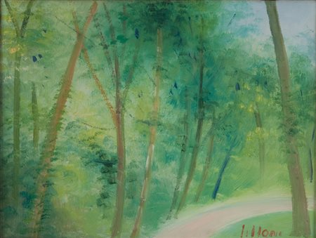 Umberto Lilloni (Milano 1898 ‑ 1980) “Nel bosco” 1968 olio su tela (cm 30x40)...