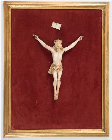 Cristo in materiale prezioso. Francia, metà XIX secolo. Cm 45,5x35,5. (lievi...