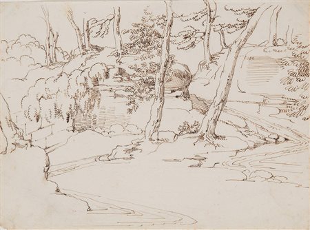 GIUSEPPE MARCHESI (Bologna 1699 – 1771), attr. “Paesaggio”. China su carta....