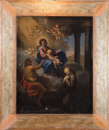 Maestro romano della seconda metà del XVII Secolo "Madonna in gloria con...