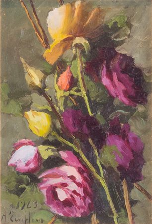 AGOSTINO ZUCCHINI (Fiesso di Budrio 1894 - Bologna 1972) “Fiori", 1963. Olio...