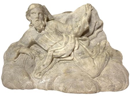 Scultura in marmo raffigurante Dio, XVII secolo. H cm 18 , base 26x8