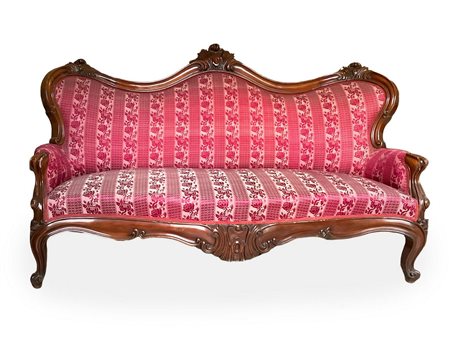 Elegante divano, Luigi Filippo, secolo XIX. In legno di mogano. H cm 120x200x85