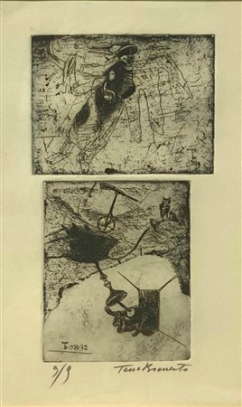 Incisione di Tano Brancato ,&nbsp; n9/9, 1971-72, cm 28x16,6 in cornice cm...