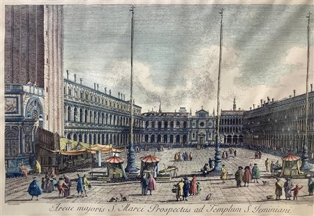Incisione di Visentini Antoni (1688-1782). Acquaforte in rame colorata a mano...