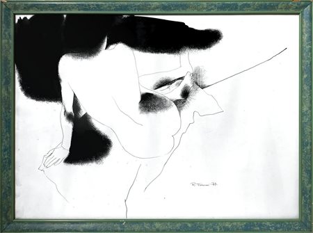Litografia raffigurante nudo di donna di schiena. Cm 50x70. In cornice cm...