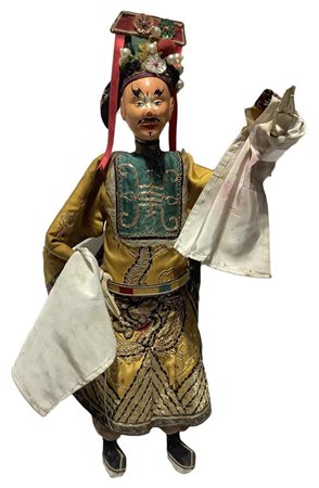 Marionetta orientale, Cina. Testa intercambiabile in terracotta e struttura...