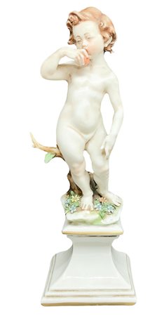 Statuetta in porcellana di Capodimonte raffigurante bambina che mangia la...