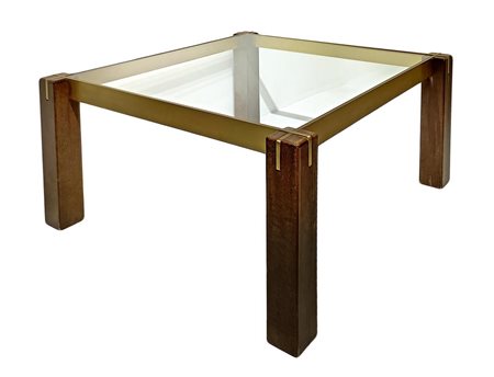 Tavolino basso produzione skipper disegno Renato Polidori, piedi in legno e...
