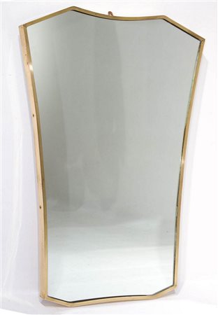 Specchiera in ottone, anni 40 stile Gio Ponti. H cm 80x60