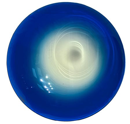 Grande centrotavola in vetro di Murano blu, firmato Barbini Murano. Diametro...