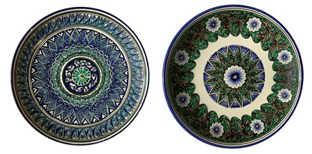 Coppia di piatti invetriati, Tunisia. Diametro cm 31
