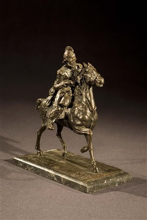 SANCHEZ ALBERT ERNST (1878-?) Ufficiale a cavallo. Scultura in bronzo. Cm...