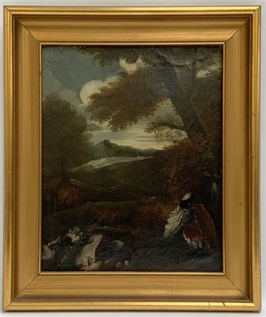 Ignoto "Paesaggio" antico dipinto ad olio su tela (cm 46x37) In cornice

(difet